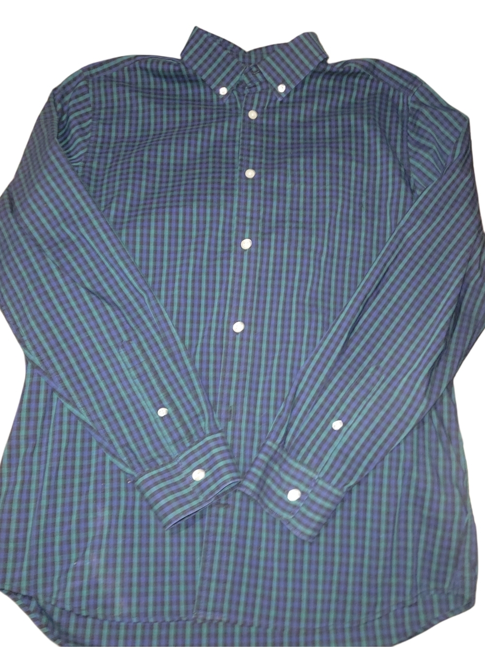 Gap Men's Green & Blue Plaid Button-Down Standard Fit Shirt Size L